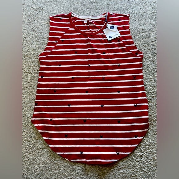 NWT GAP Disney red and white striped mickey ears tank- women’s S - Picture 1 of 3